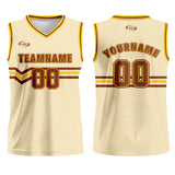 Custom Cream Brown Yellow Basketball Jersey Uniform Suit Printed Your Logo Name Number