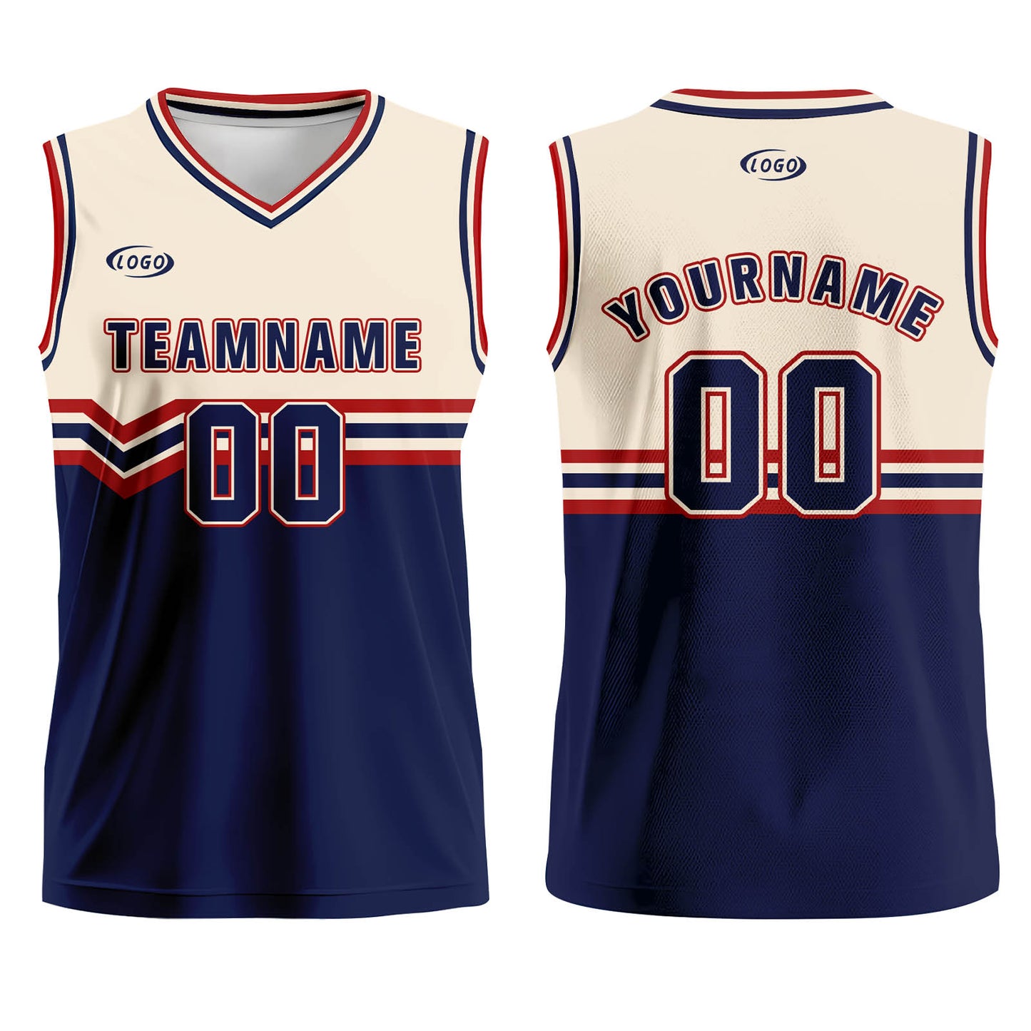 Custom Cream Blue Red Basketball Jersey Uniform Suit Printed Your Logo Name Number