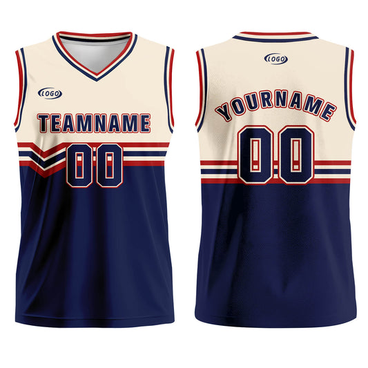 Custom Cream Blue Red Basketball Jersey Uniform Suit Printed Your Logo Name Number