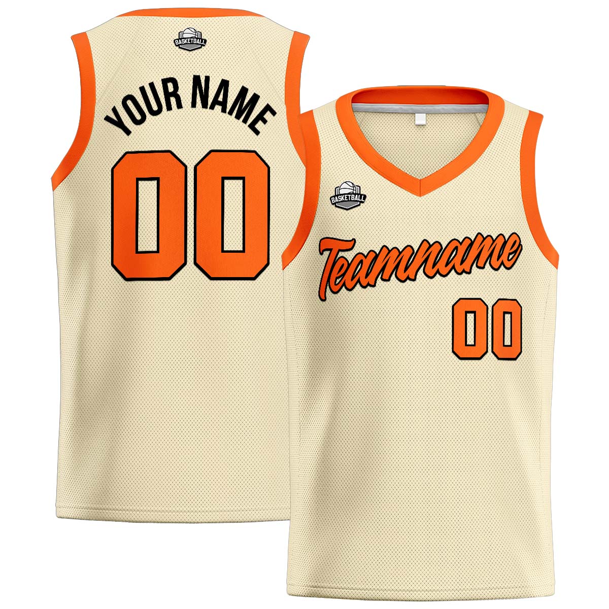 Custom Cream Orange Basketball Jersey for Men Women Adult Youth Stitched Name Number Logo