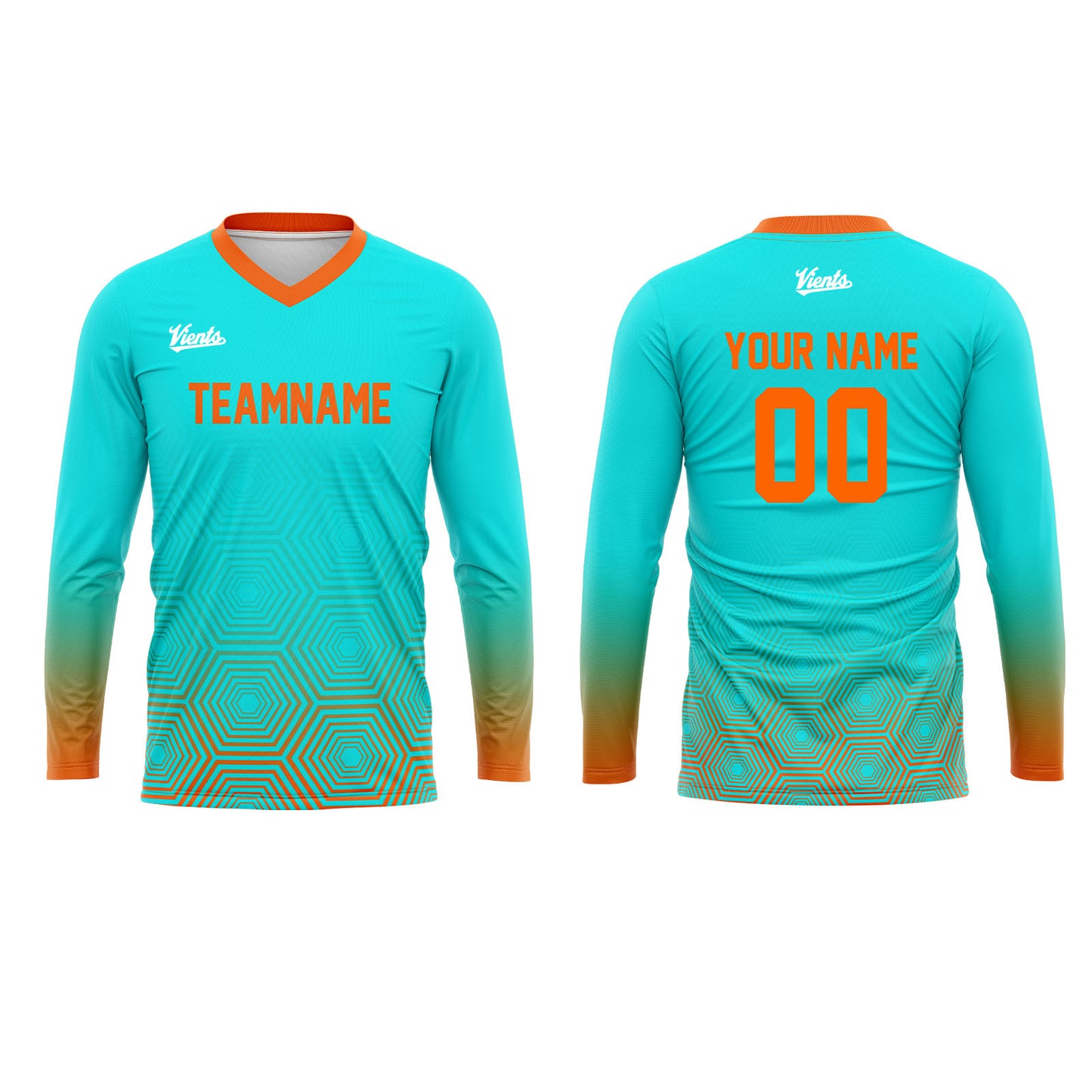 Custom Cyan Orange Basketball Soccer Football Shooting Long T-Shirt for Adults and Kids