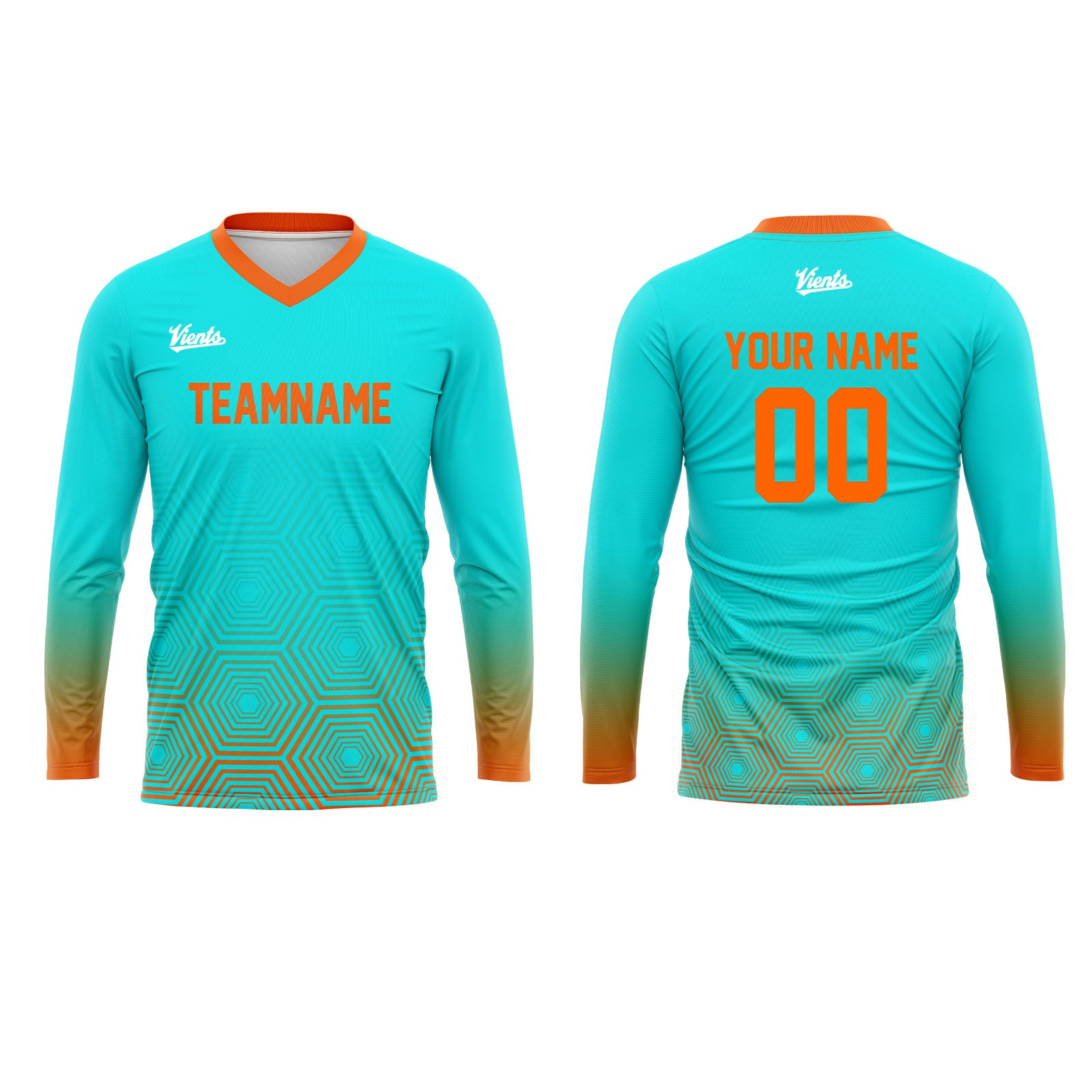 Custom Cyan Orange Basketball Soccer Football Shooting Long T-Shirt for Adults and Kids