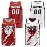Custom Red White Reversible Basketball Suit for Adults and Kids Personalized Jersey