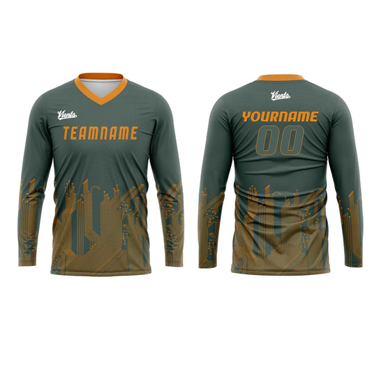 Custom Green Orange Basketball Soccer Football Shooting Long T-Shirt for Adults and Kids