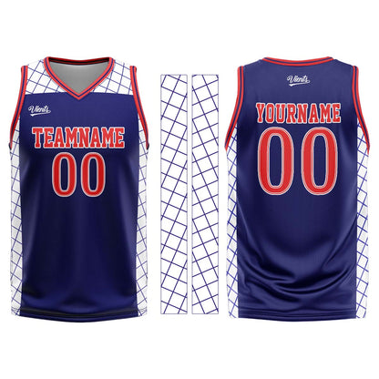 Custom Navy Red Basketball Jersey Uniform Suit Printed Your Logo Name Number