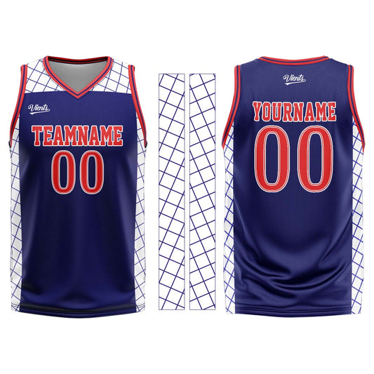Custom Navy Red Basketball Jersey Uniform Suit Printed Your Logo Name Number