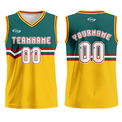 Custom Green Yellow White Red Basketball Jersey Uniform Suit Printed Your Logo Name Number