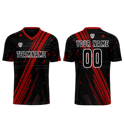 Custom Black Red Uniform Jersey Kids Adults Personalized Set Jersey Shirt