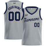 Custom Gray Navy Basketball Jersey for Men Women Adult Youth Stitched Name Number Logo