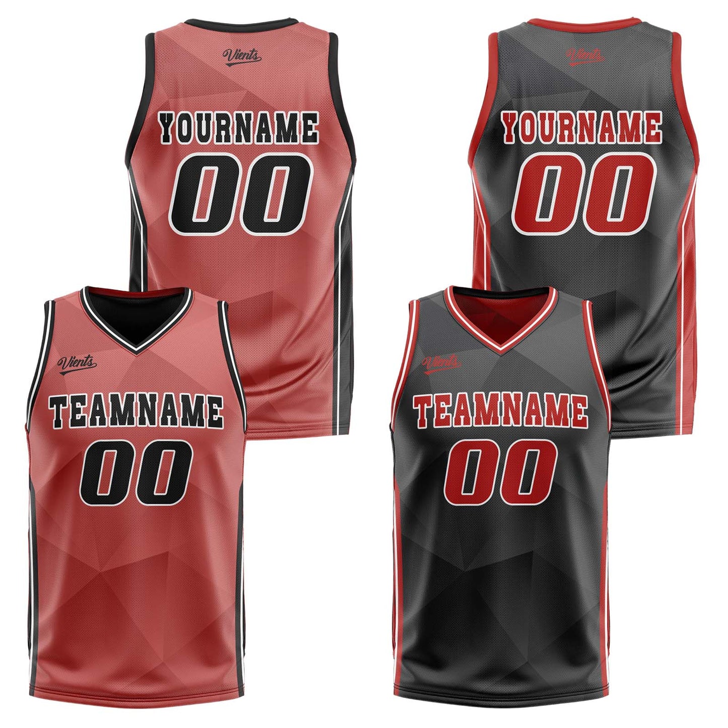 Custom Red Black Reversible Basketball Suit for Adults and Kids Personalized Jersey