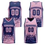 Custom Dull Blue Pink Reversible Basketball Suit for Adults and Kids Personalized Jersey
