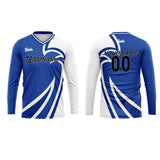 Custom Blue Basketball Soccer Football Shooting Long T-Shirt for Adults and Kids