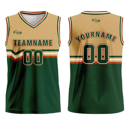 Custom Light Brown Green White Red Basketball Jersey Uniform Suit Printed Your Logo Name Number