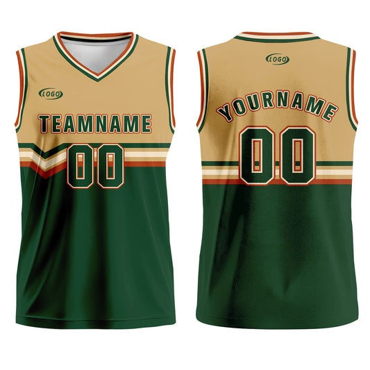 Custom Light Brown Green White Red Basketball Jersey Uniform Suit Printed Your Logo Name Number
