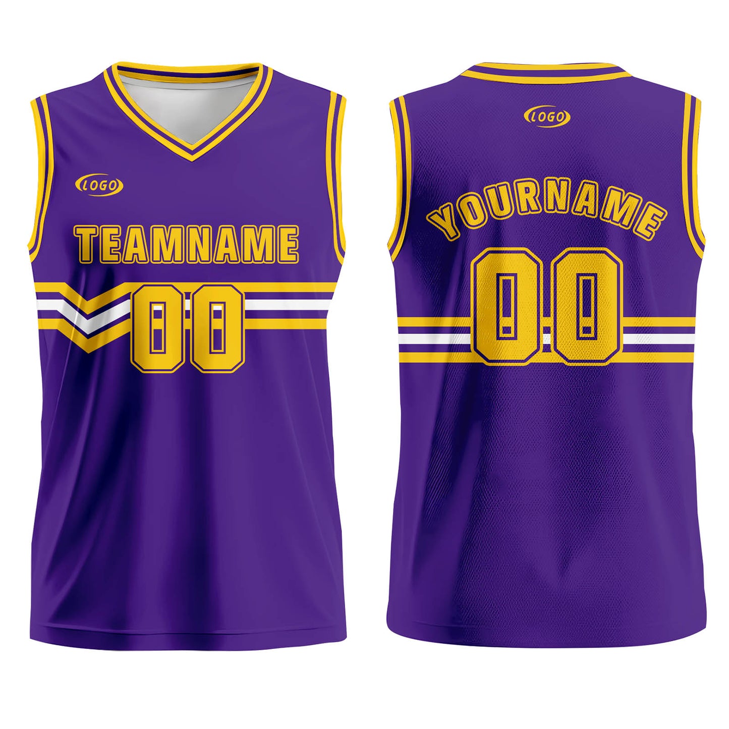 Custom Purple Yellow White Basketball Jersey Uniform Suit Printed Your Logo Name Number
