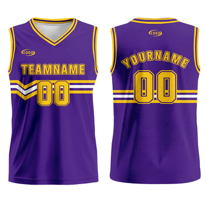 Custom Purple Yellow White Basketball Jersey Uniform Suit Printed Your Logo Name Number