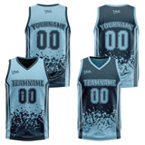 Custom Dull Green Blue Reversible Basketball Suit for Adults and Kids Personalized Jersey