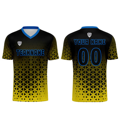 Custom Yellow Blue Uniform Jersey Kids Adults Personalized Set Jersey Shirt