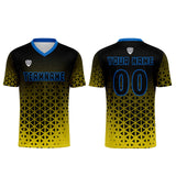 Custom Yellow Blue Uniform Jersey Kids Adults Personalized Set Jersey Shirt