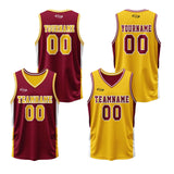 Custom Red Yellow Reversible Basketball Suit for Adults and Kids Personalized Jersey