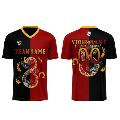 Custom Red Black Uniform Jersey Kids Adults Personalized Set Jersey Shirt