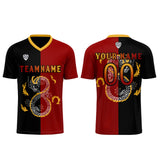 Custom Red Black Uniform Jersey Kids Adults Personalized Set Jersey Shirt