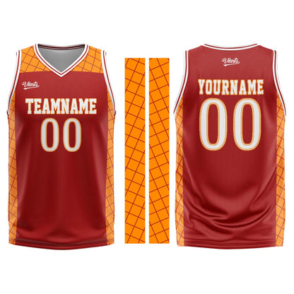 Custom Red Orange Basketball Jersey Uniform Suit Printed Your Logo Name Number