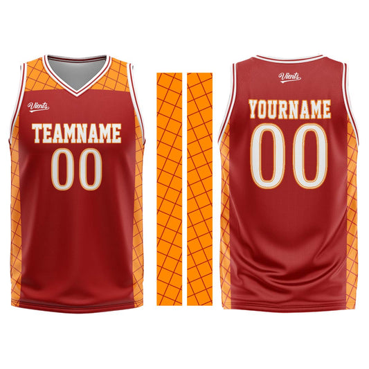 Custom Red Orange Basketball Jersey Uniform Suit Printed Your Logo Name Number