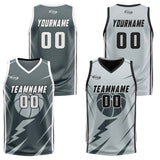 Custom Grey Light Grey Reversible Basketball Suit for Adults and Kids Personalized Jersey