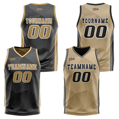 Custom Black Brown Reversible Basketball Suit for Adults and Kids Personalized Jersey