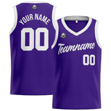 Custom Purple White Basketball Jersey for Men Women Adult Youth Stitched Name Number Logo