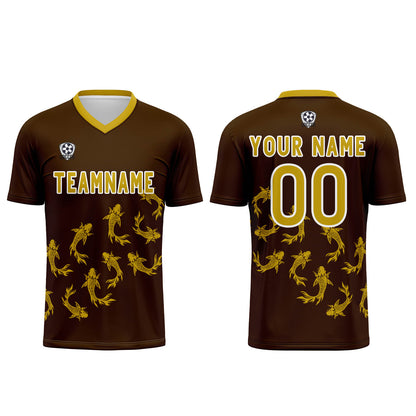 Custom Brown Soccer Uniform Jersey Kids Adults Personalized Set Jersey Shirt