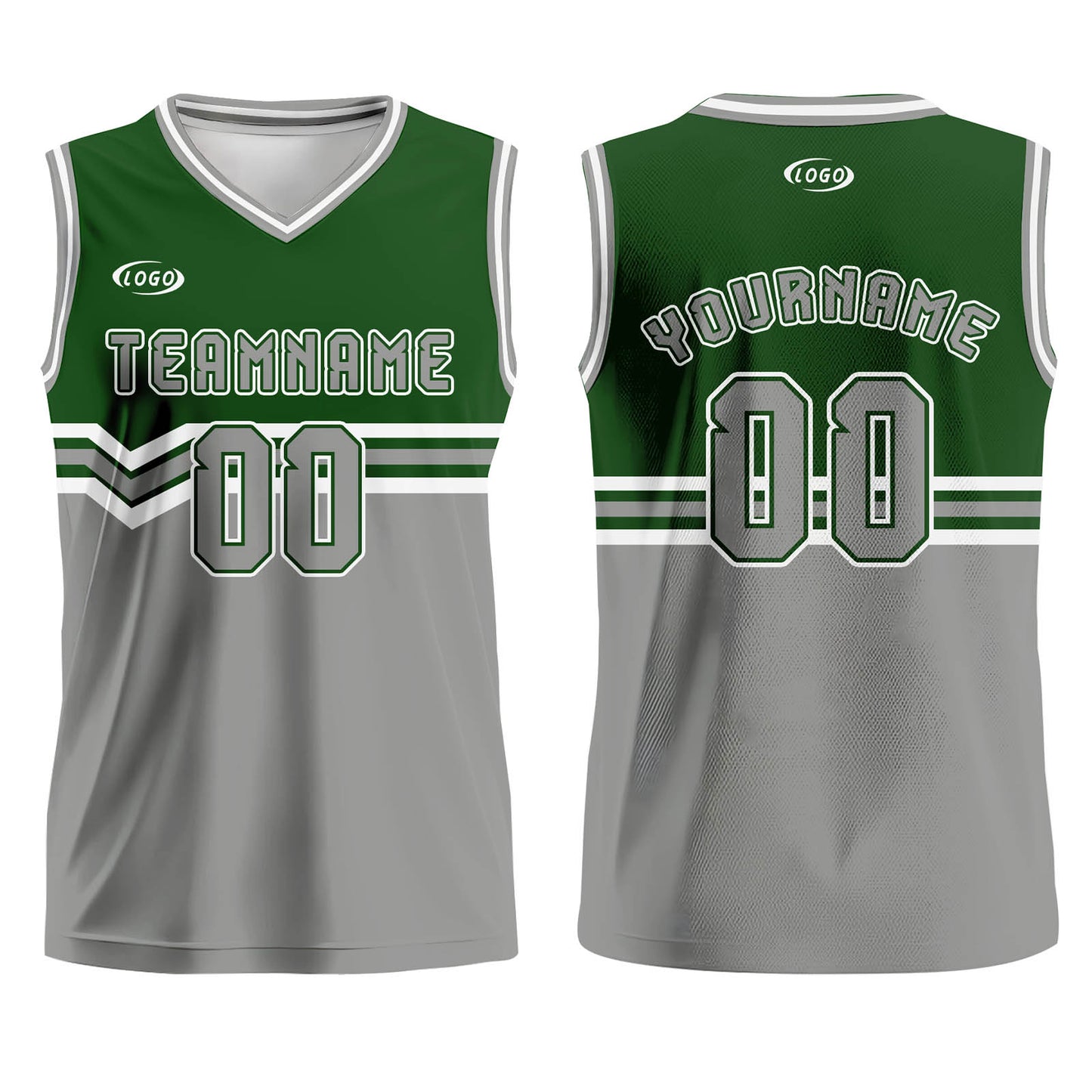 Custom Grass Green Gray White Basketball Jersey Uniform Suit Printed Your Logo Name Number