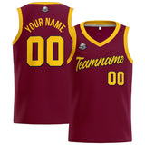 Custom Burgundy Yellow Basketball Jersey for Men Women Adult Youth Stitched Name Number Logo