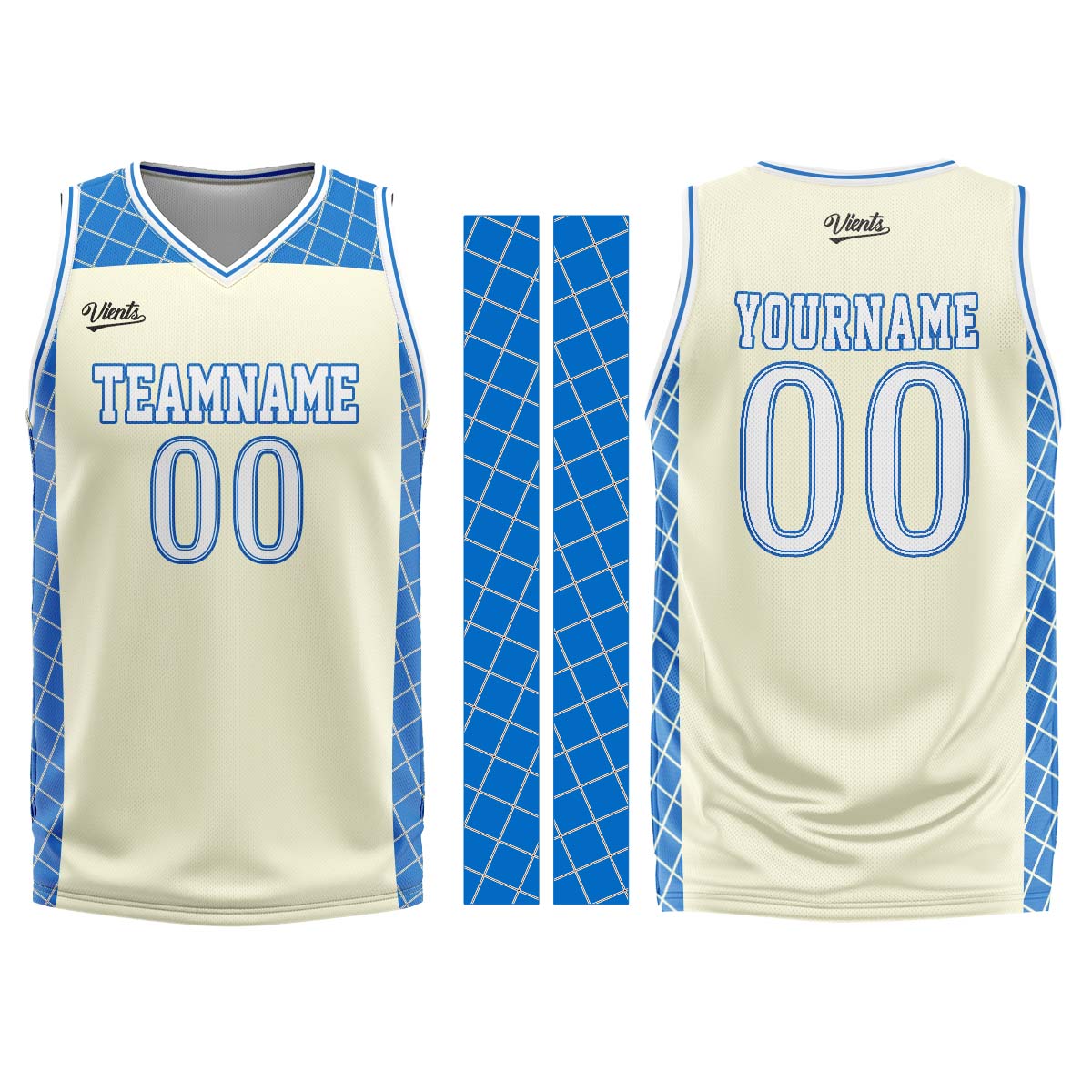 Custom Cream Blue Basketball Jersey Uniform Suit Printed Your Logo Name Number