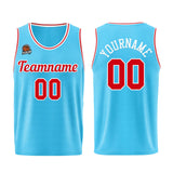 Custom Light Blue Red Basketball Jersey for Men Women Adult Youth Stitched Name Number Logo