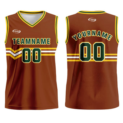 Custom Brown Green Yellow White Basketball Jersey Uniform Suit Printed Your Logo Name Number