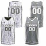 Custom White Grey Reversible Basketball Suit for Adults and Kids Personalized Jersey