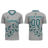 Custom Grey Soccer Uniform Jersey Kids Adults Personalized Set Jersey Shirt