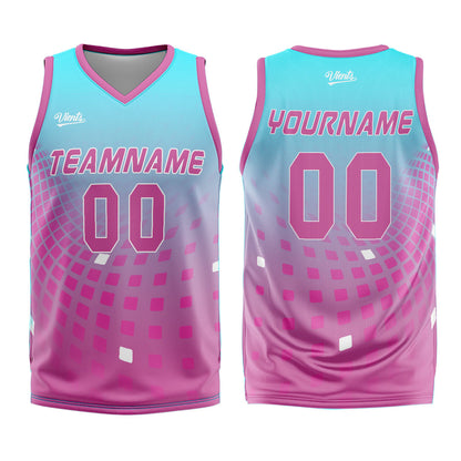 Custom Light Blue Pink Basketball Jersey Uniform Suit Printed Your Logo Name Number