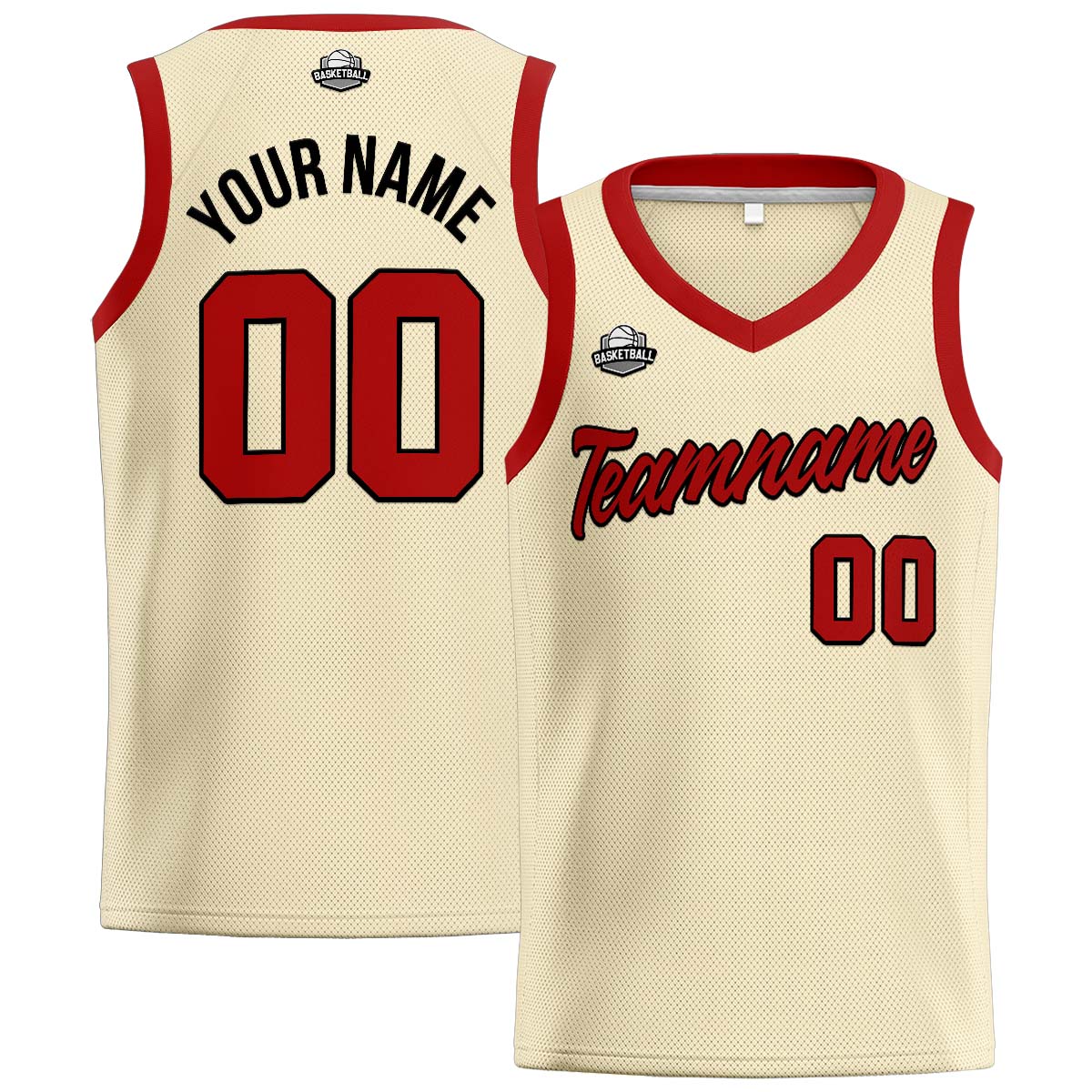 Custom Cream Red Basketball Jersey for Men Women Adult Youth Stitched Name Number Logo