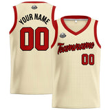 Custom Cream Red Basketball Jersey for Men Women Adult Youth Stitched Name Number Logo