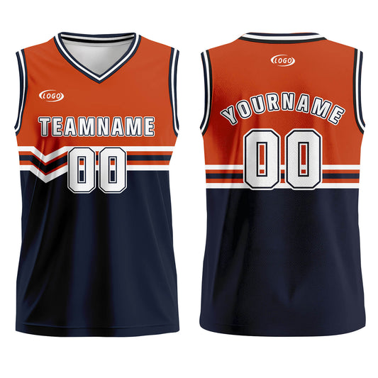 Custom Orange Navy White Basketball Jersey Uniform Suit Printed Your Logo Name Number
