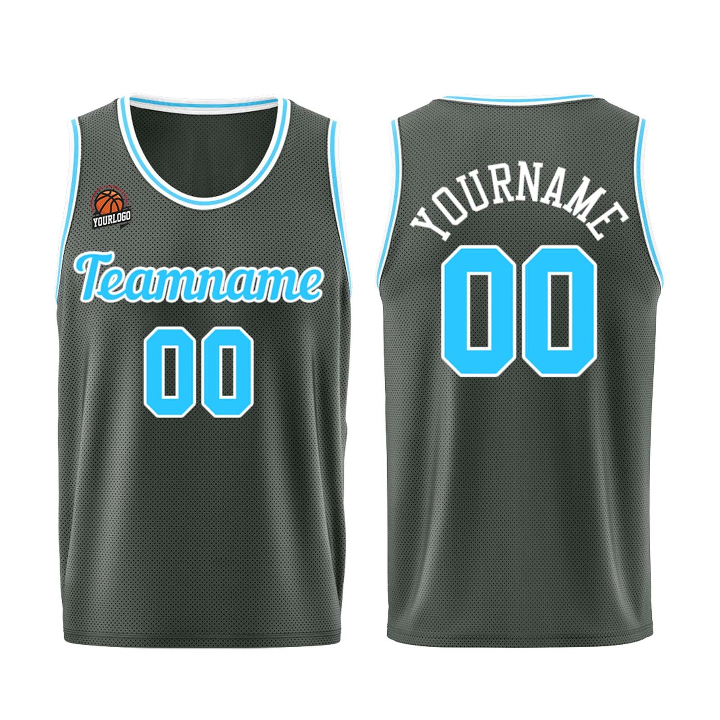 Custom Dark Gray-Light Blue Basketball Jersey for Men Women Adult Youth Stitched Name Number Logo