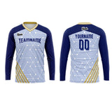 Custom Dark Blue Gold Basketball Soccer Football Shooting Long T-Shirt for Adults and Kids