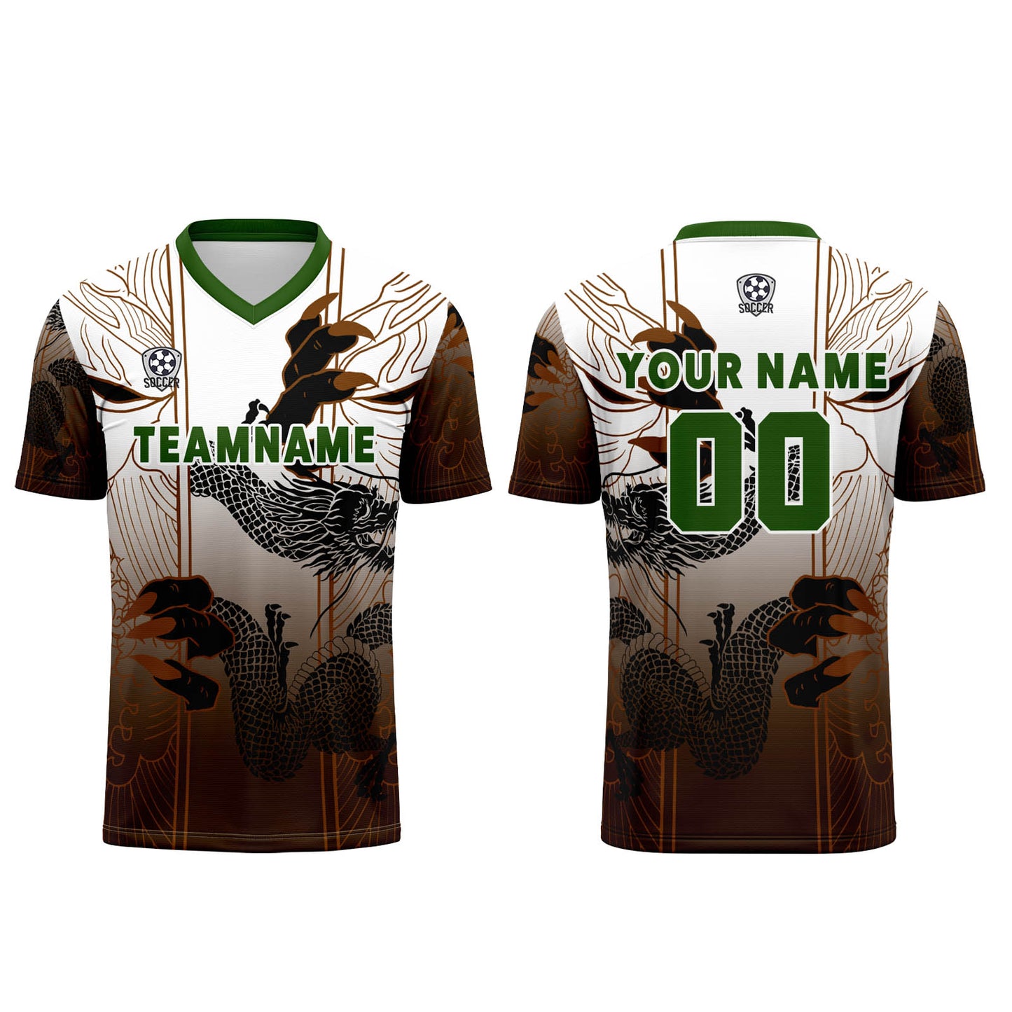 Custom Brown Green Uniform Jersey Kids Adults Personalized Set Jersey Shirt