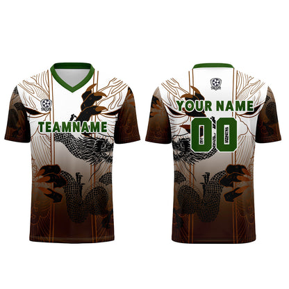 Custom Brown Green Uniform Jersey Kids Adults Personalized Set Jersey Shirt