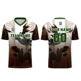 Custom Brown Green Uniform Jersey Kids Adults Personalized Set Jersey Shirt