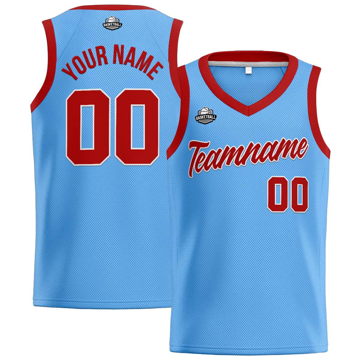 Custom Llight Blue Red Basketball Jersey for Men Women Adult Youth Stitched Name Number Logo