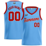 Custom Llight Blue Red Basketball Jersey for Men Women Adult Youth Stitched Name Number Logo